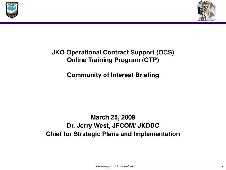 jko operational contract support ocs online training program otp community of interest briefing