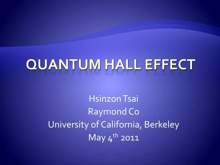 hsinzon tsai raymond co university of california berkeley may 4 th 2011