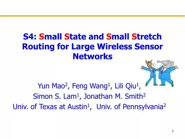 s4 s mall s tate and s mall s tretch routing for large wireless sensor networks