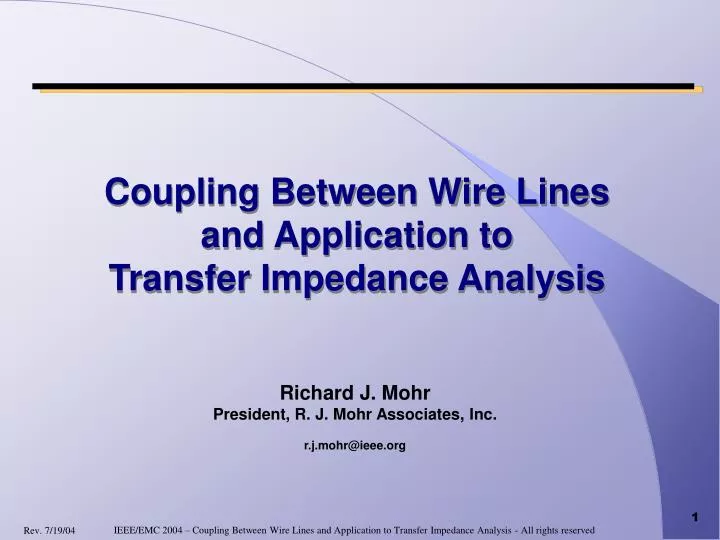 coupling between wire lines and application to transfer impedance analysis