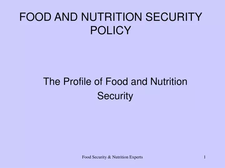 food and nutrition security policy