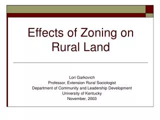 Effects of Zoning on Rural Land