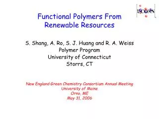 Functional Polymers From Renewable Resources