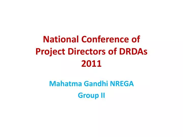 national conference of project directors of drdas 2011