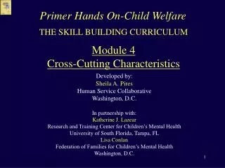 THE SKILL BUILDING CURRICULUM Module 4 Cross-Cutting Characteristics