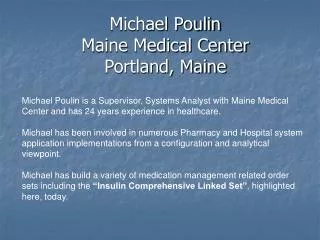 Michael Poulin Maine Medical Center Portland, Maine