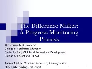 The Difference Maker: A Progress Monitoring Process
