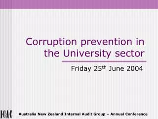 Corruption prevention in the University sector