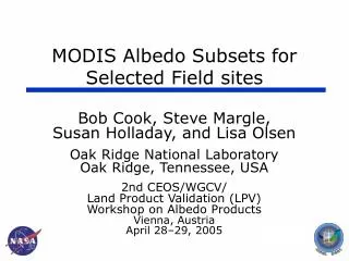 MODIS Albedo Subsets for Selected Field sites