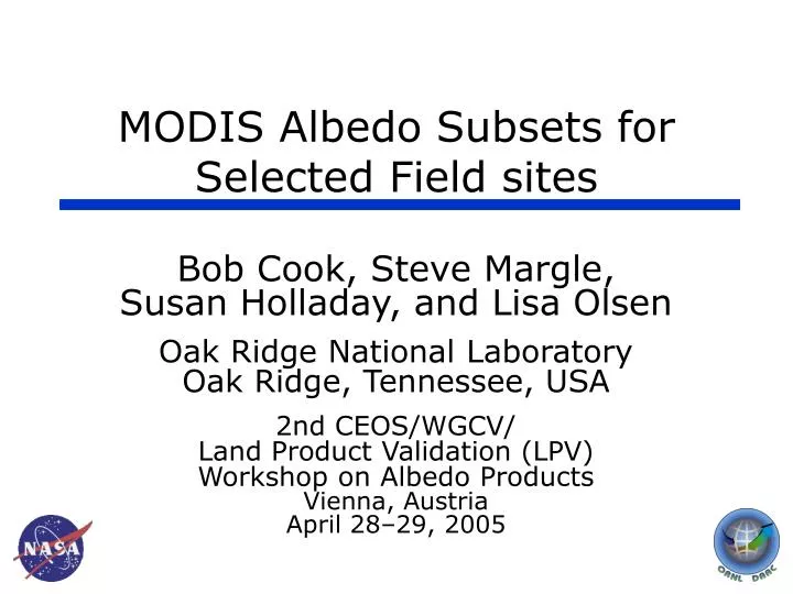 modis albedo subsets for selected field sites