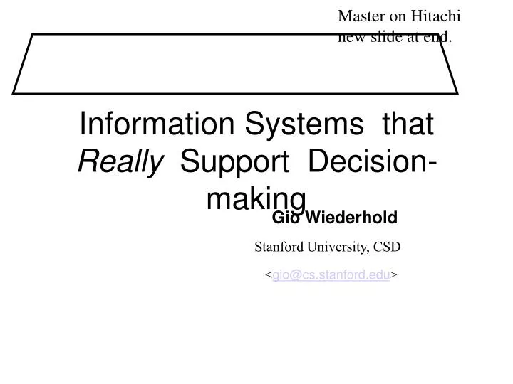 information systems that really support decision making