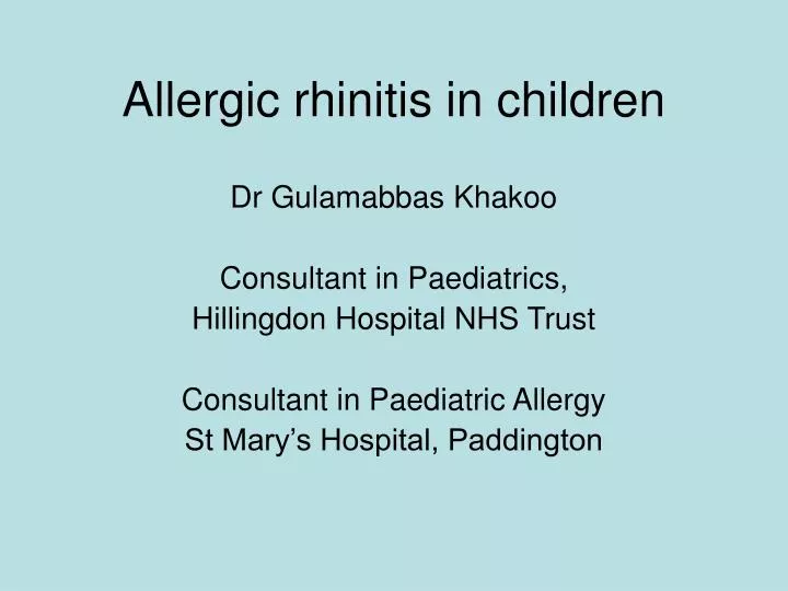 allergic rhinitis in children