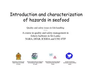 Introduction and characterization of hazards in seafood