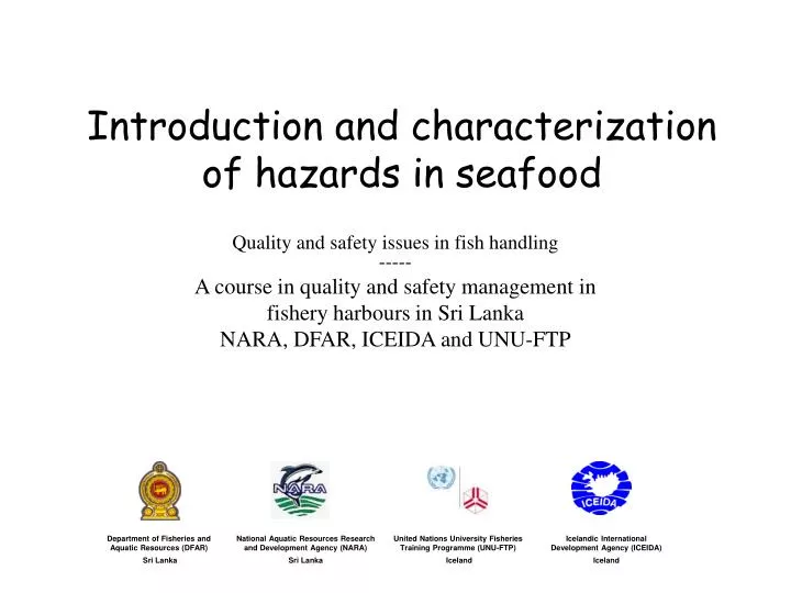 introduction and characterization of hazards in seafood