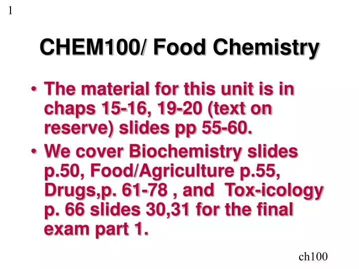 chem100 food chemistry