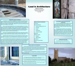 -Lead in Architecture- Nehaa Haneef Loyola University Chicago Science and Society 12-11-08