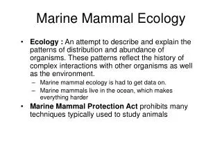 Marine Mammal Ecology