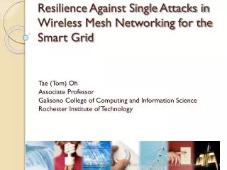 Resilience Against Single Attacks in Wireless Mesh Networking for the Smart Grid