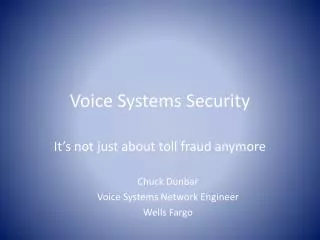 Voice Systems Security