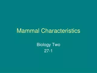 Mammal Characteristics