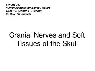 Biology 323 Human Anatomy for Biology Majors Week 10; Lecture 1; Tuesday Dr. Stuart S. Sumida