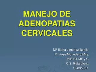 MANEJO DE ADENOPATIAS CERVICALES