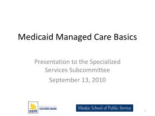 Medicaid Managed Care Basics