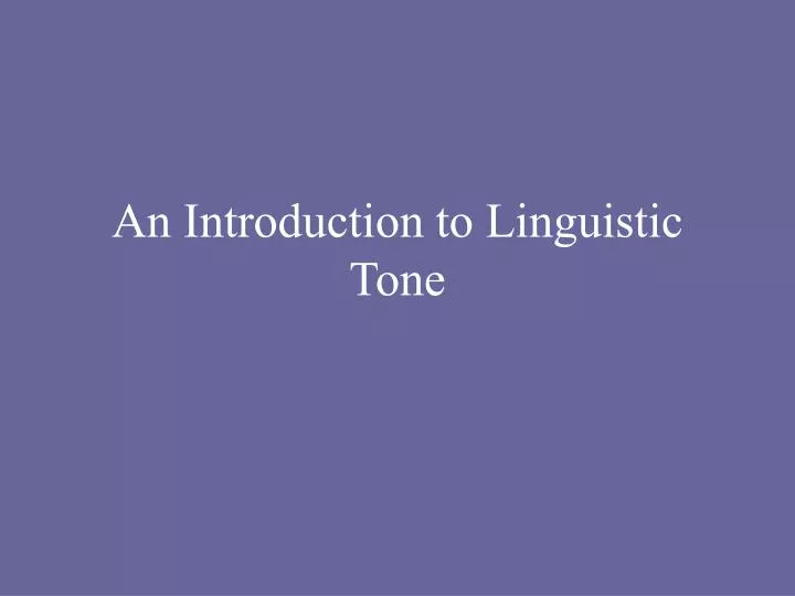 an introduction to linguistic tone