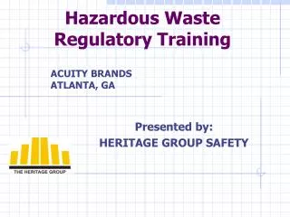 Hazardous Waste Regulatory Training