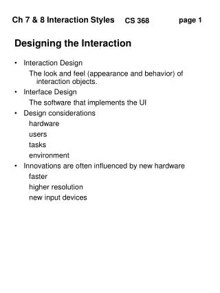 Designing the Interaction