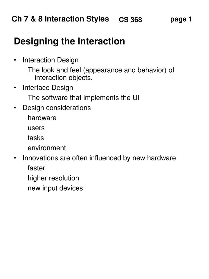 designing the interaction
