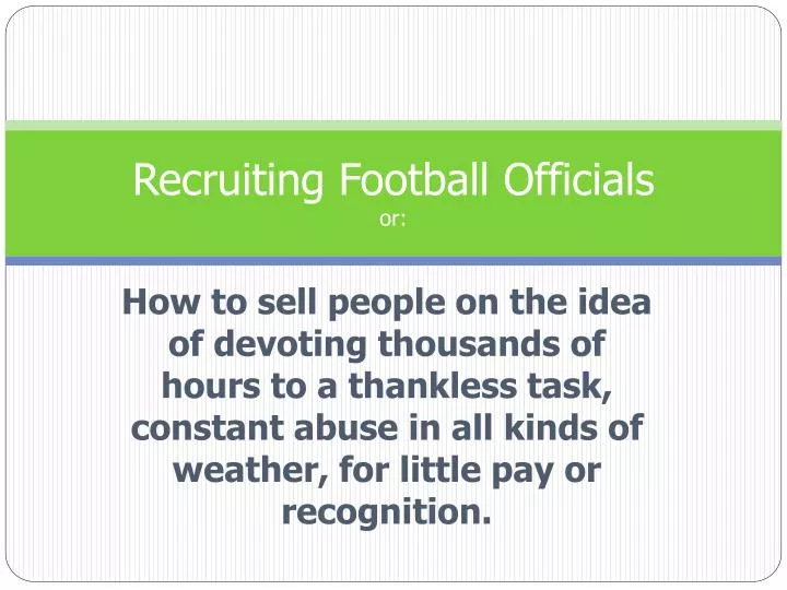 recruiting football officials or