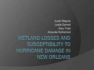 Wetland Losses and Susceptibility to Hurricane Damage in New Orleans