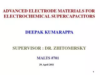 ADVANCED ELECTRODE MATERIALS FOR ELECTROCHEMICAL SUPERCAPACITORS