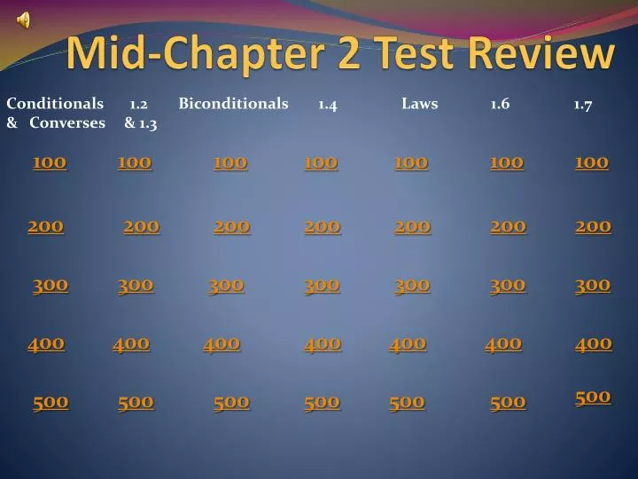 mid chapter 2 test review