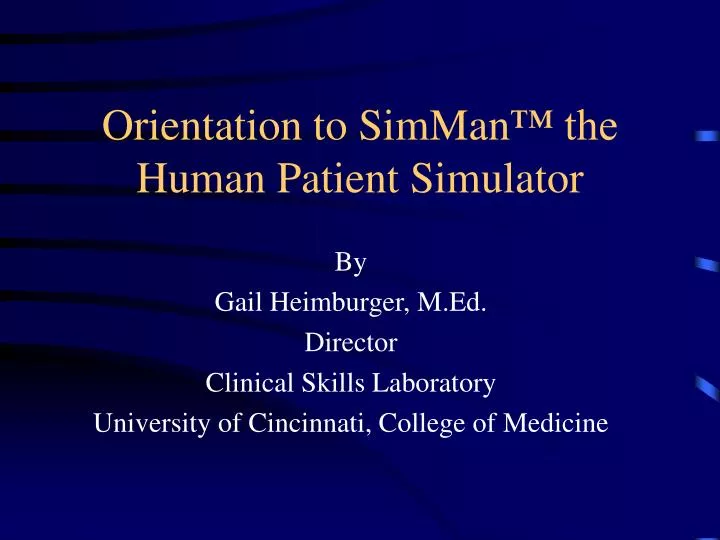 orientation to simman the human patient simulator