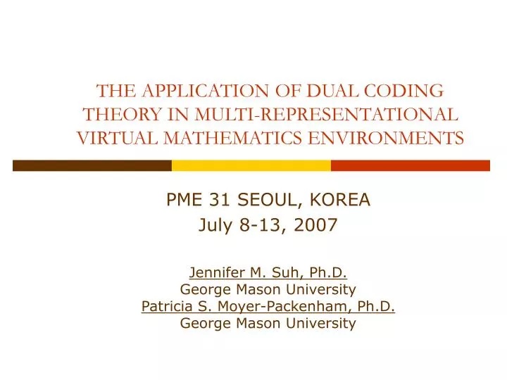 the application of dual coding theory in multi representational virtual mathematics environments