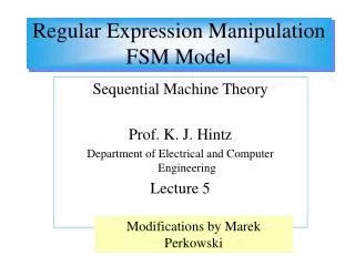 Regular Expression Manipulation FSM Model