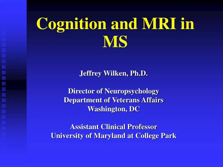 cognition and mri in ms