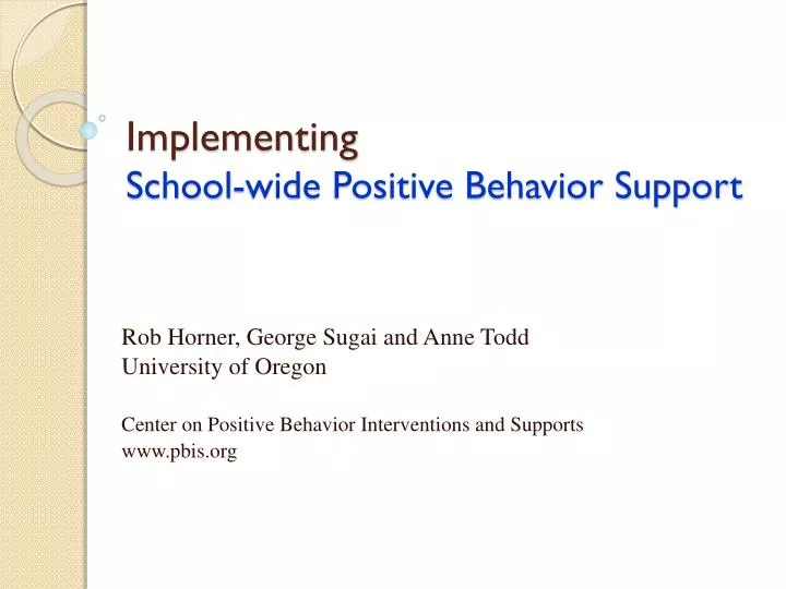 implementing school wide positive behavior support