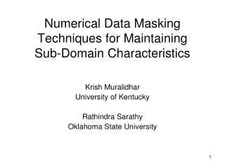 Numerical Data Masking Techniques for Maintaining Sub-Domain Characteristics