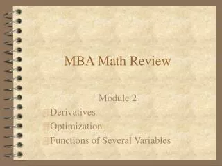 MBA Math Review
