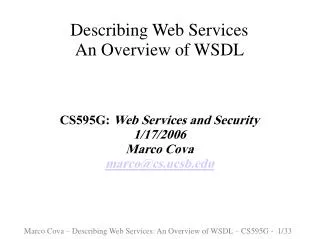Describing Web Services An Overview of WSDL