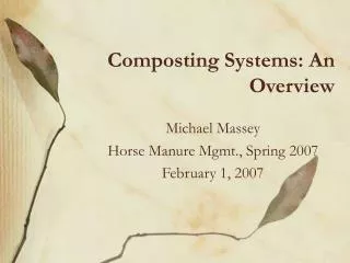 Composting Systems: An Overview