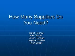 How Many Suppliers Do You Need?
