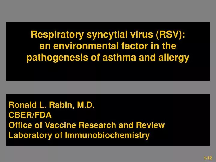 ronald l rabin m d cber fda office of vaccine research and review laboratory of immunobiochemistry