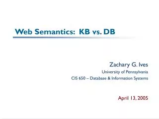 Web Semantics: KB vs. DB