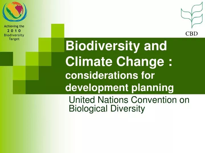 biodiversity and climate change considerations for development planning