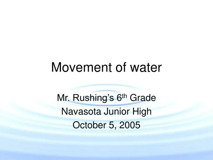 movement of water