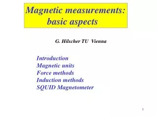 Magnetic measurements: basic aspects